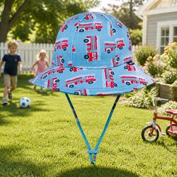 Toddler Bucket Hat Fire Truck XS Baby Sun Hat UPF50+ Pram Stroller Carrier
