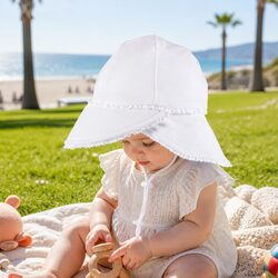 Legionnaire Hat Ruffle Trim Baby Sun Protection UPF50+ White M