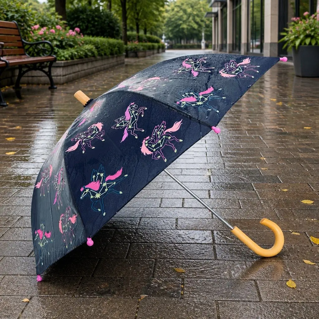 Pegasus Constellations Colour Changing Umbrella Kids Rainy Day Protection