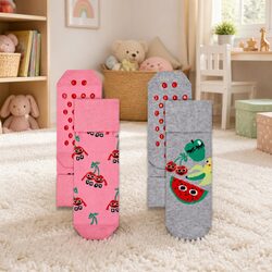 Reliable Anti-Slip Socks for Toddlers - 2-Pack for Ages 2-3