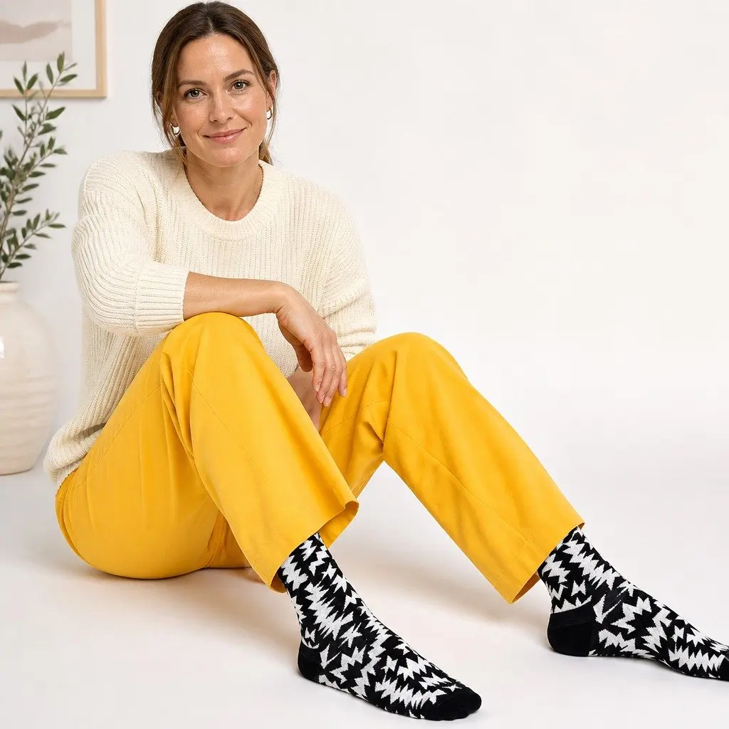 Adult Zig Zag Socks Size 36-40 Casual Everyday Comfortable Soft Fashion