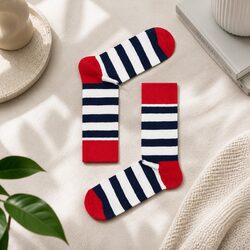 Value-Driven Navy White Stripe Socks for Adults