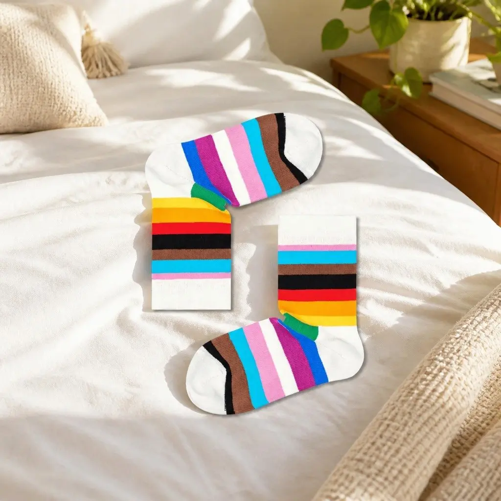 Kids Socks Rainbow Colourful Size 2-3 Years Cotton Fun
