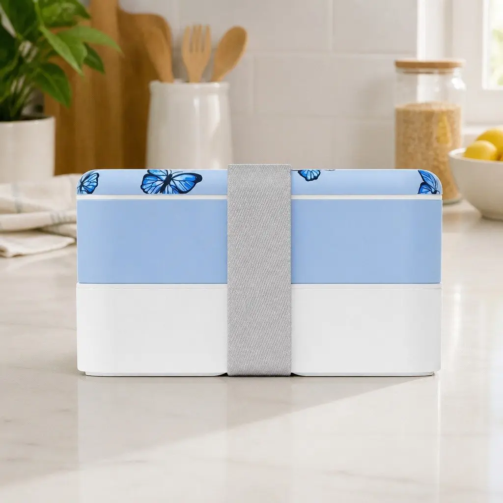 Bento Box Two Tier Food Container 1L Microwave Dishwasher Safe Blue