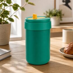 Thermo Coffee Cup 380ml Portable Double-Layer Insulated Drink Bottle with Strap