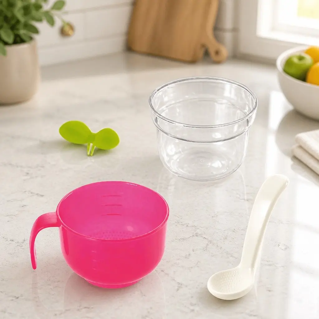 Porridge Maker for Baby Food Cooking Heat Resistant Glass Pink