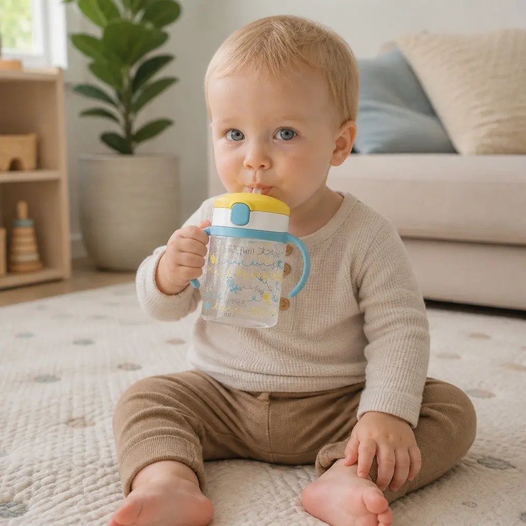 Kids Straw Bottle Mug 200ml Drinking Cup Training Sippy Cup Portable Toddler