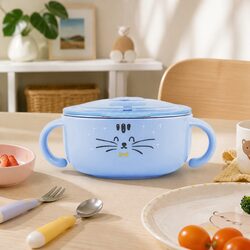 Stainless Steel Kids Bowl 370ml Blue Mealtime Dining Dish Safe Rounded Design