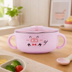 Kids Bowl in Pink Stainless Steel, 370ml Capacity