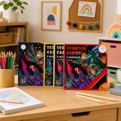 Kids Scratch Art Set 3 Themes 6 Pictures Per Theme Creative Drawing Activity
