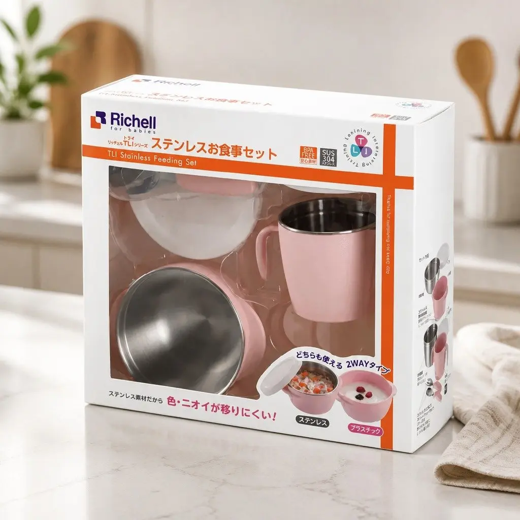 Stainless Steel Kids Feeding Set Bowl Handle Spoon Suction Cup Weaning 360ml White Blue Pink