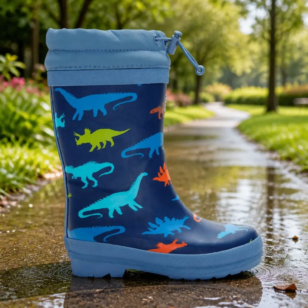 Kids Rain Boots with Dinosaur Print