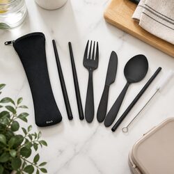 7-Piece Cutlery Set - Stainless Steel with Neoprene Pouch