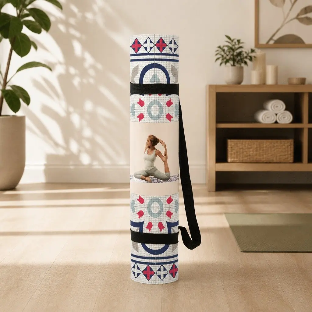 Yoga Mat Barcelona Pattern Thick Lightweight Portable Fitness Exercise Cushion