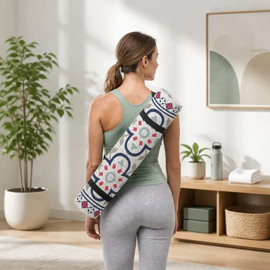 Yoga Mat Barcelona Pattern Thick Lightweight Portable Fitness Exercise Cushion