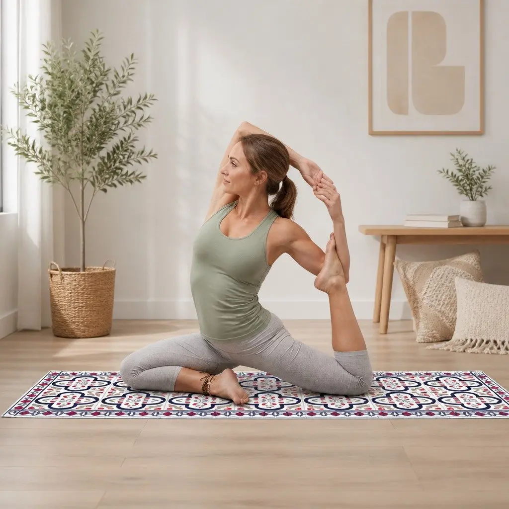 Yoga Mat Barcelona Pattern Thick Lightweight Portable Fitness Exercise Cushion