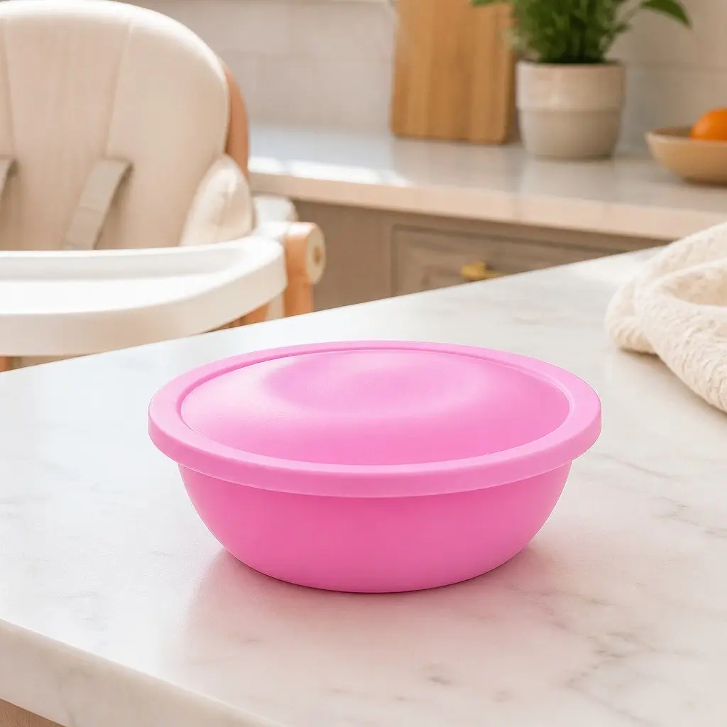 Kids Spill-Proof Anti-Slip Bowl Stage 1 Feeding Toddler Infant Self-Feed Pink