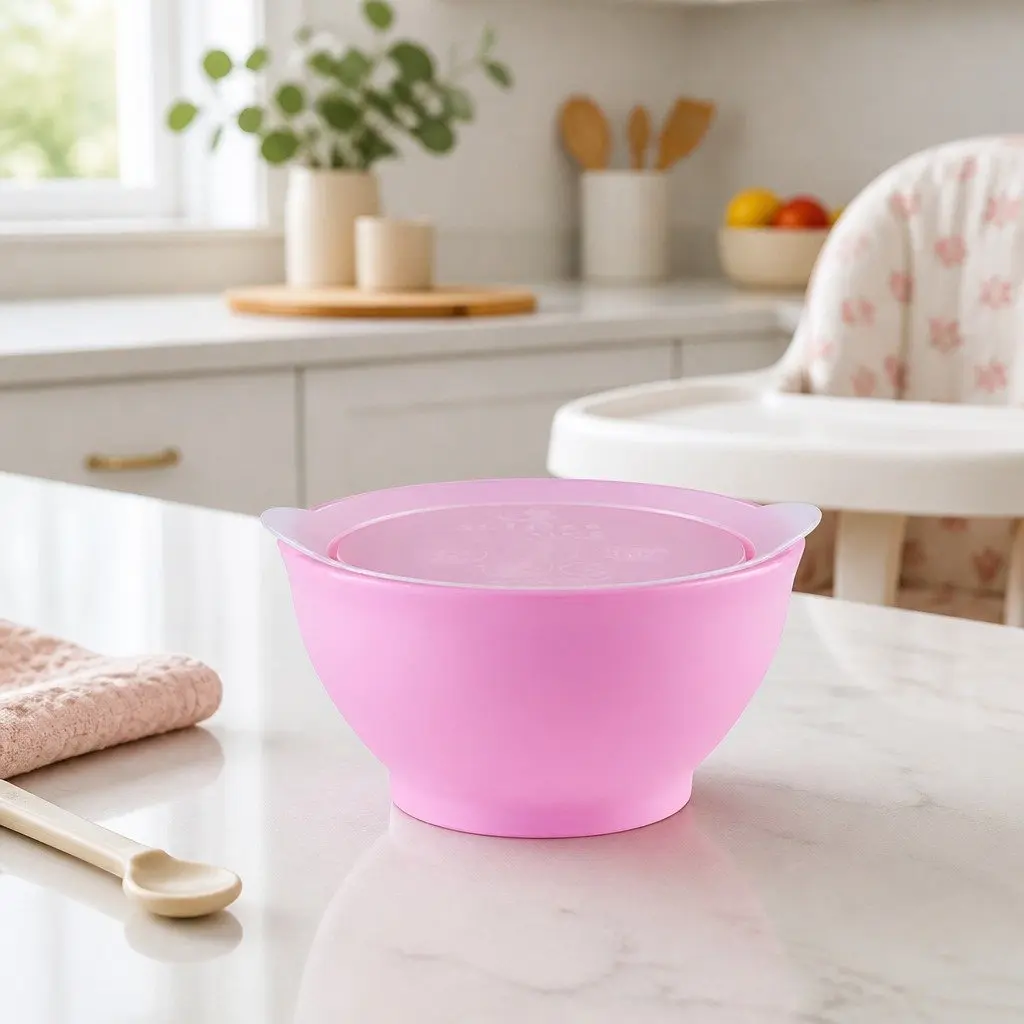 Spill-Proof Anti-Slip Bowl 8oz Pink Feeding Twin Pack
