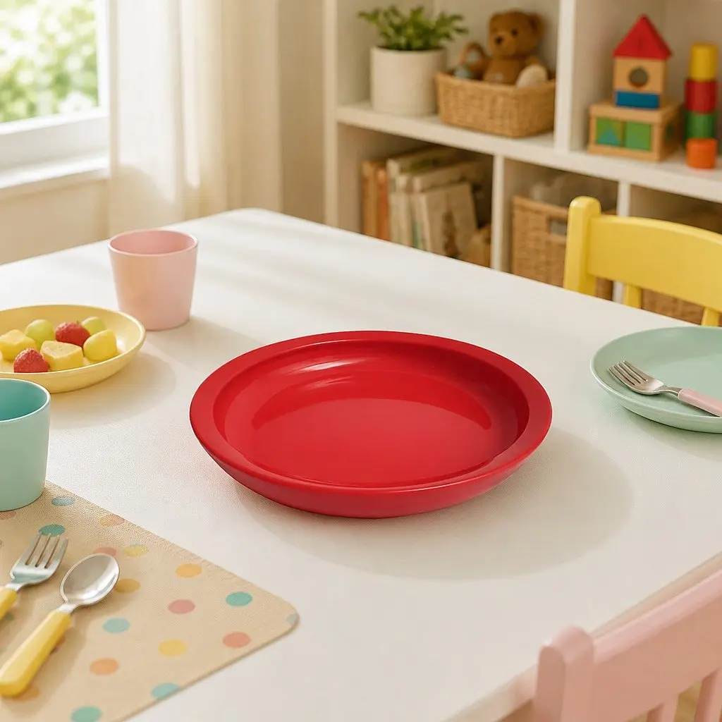 Kids Feeding Plate Spill-Proof Smart-Edge Technology Pink