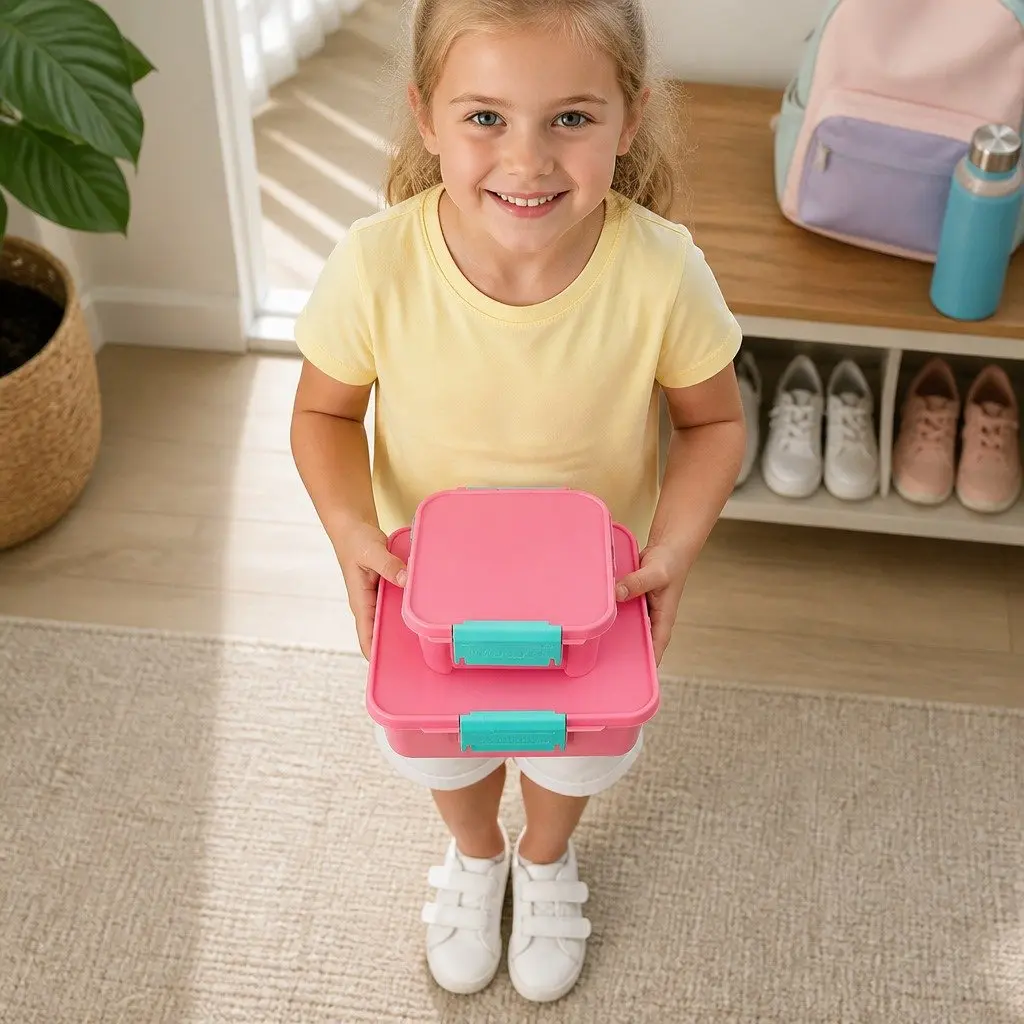 Bento Lunch Box Kids Snack Container Two Leakproof Compartments Compact Size