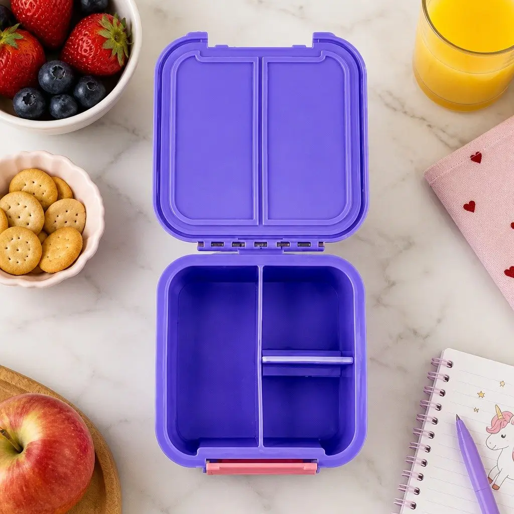 Bento Lunch Box Kids Snack Container Two Leakproof Compartments Compact Size
