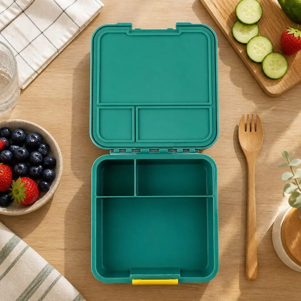 Bento Lunch Box Kids Leakproof Three Compartments 980ml Apple