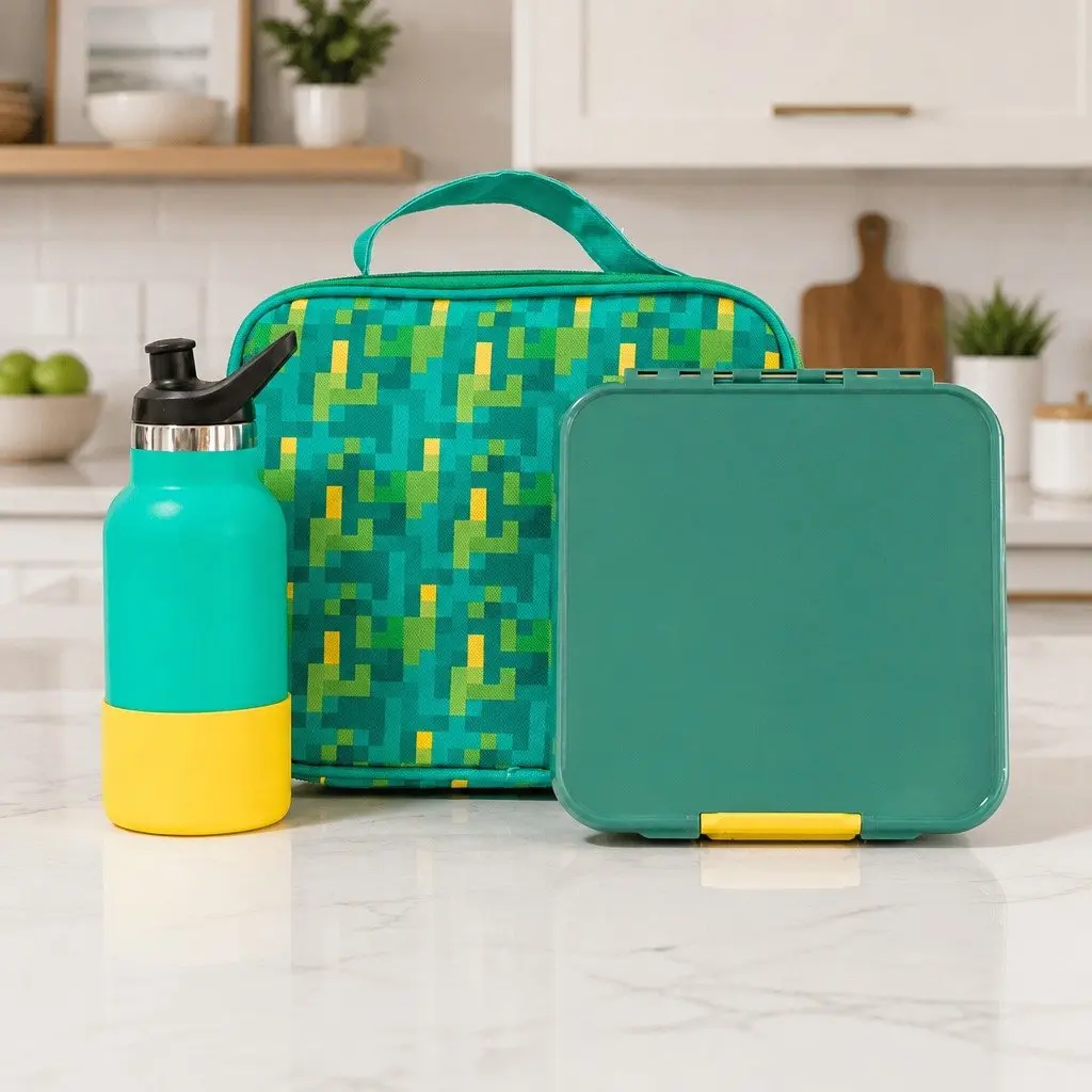 Bento Lunch Box Kids Leakproof Three Compartments 980ml Apple