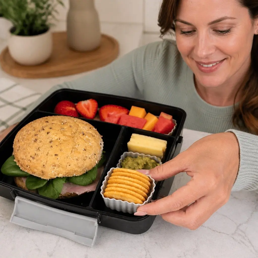 Bento Cups Kids Lunch Box Food Containers 3 Piece Silicone Apple