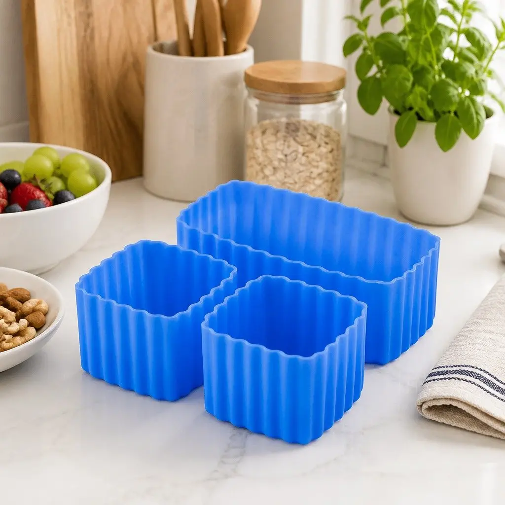 Bento Cups Kids Lunch Box Food Containers 3 Piece Silicone Apple