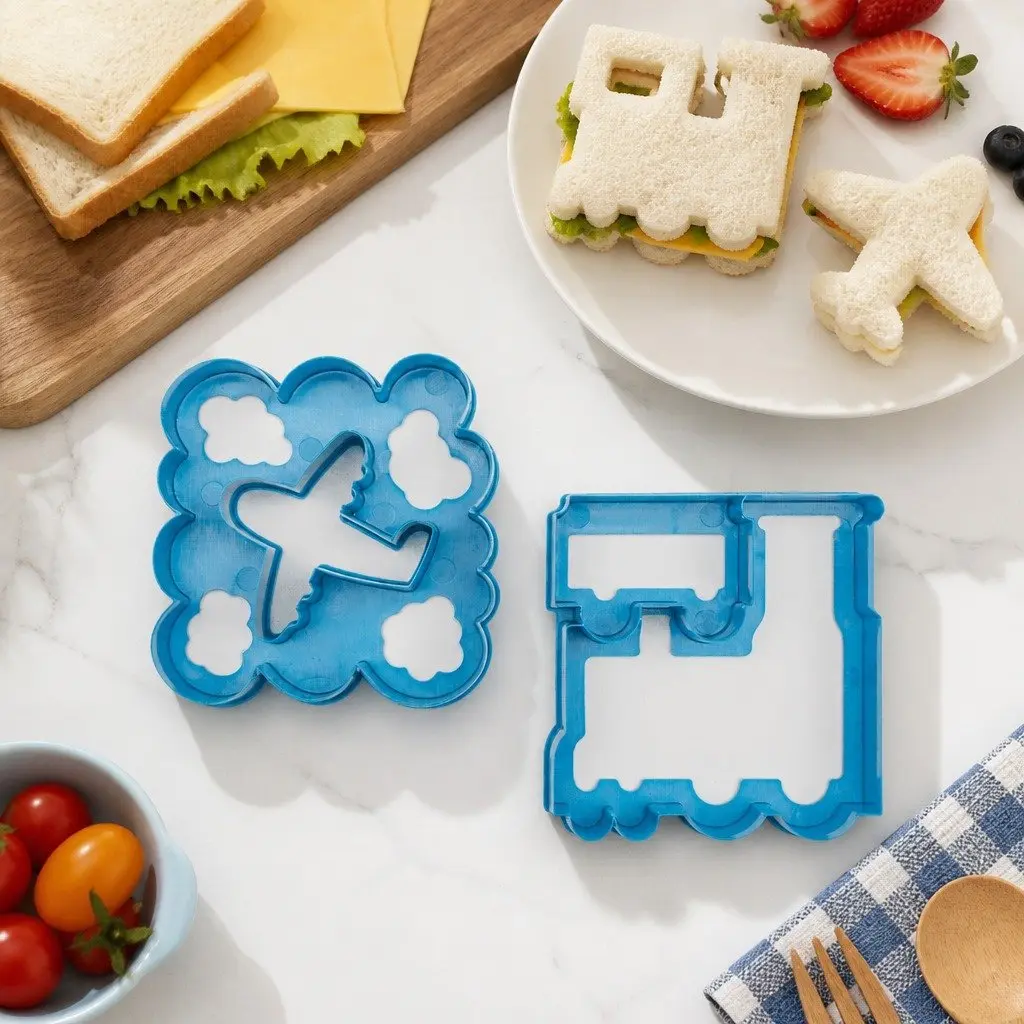 Sandwich Cutters Kids Lunch Box Aeroplane Train Set 2 Piece