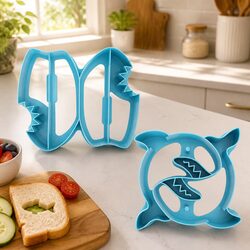 Lunch Punch Shark Sandwich Cutter Set Kids Fun Shaped Cutters Twin Design