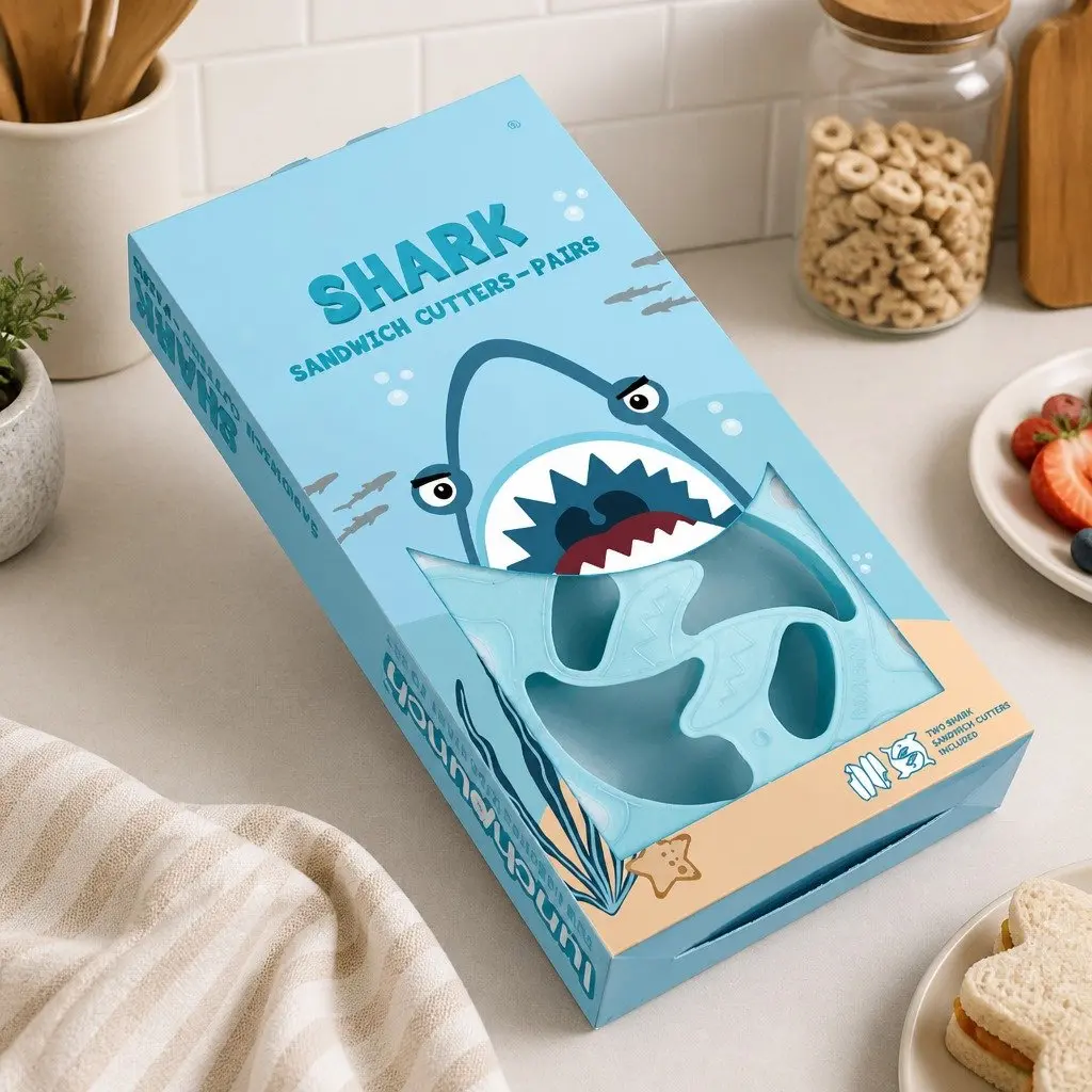 Lunch Punch Shark Sandwich Cutter Set Kids Fun Shaped Cutters Twin Design