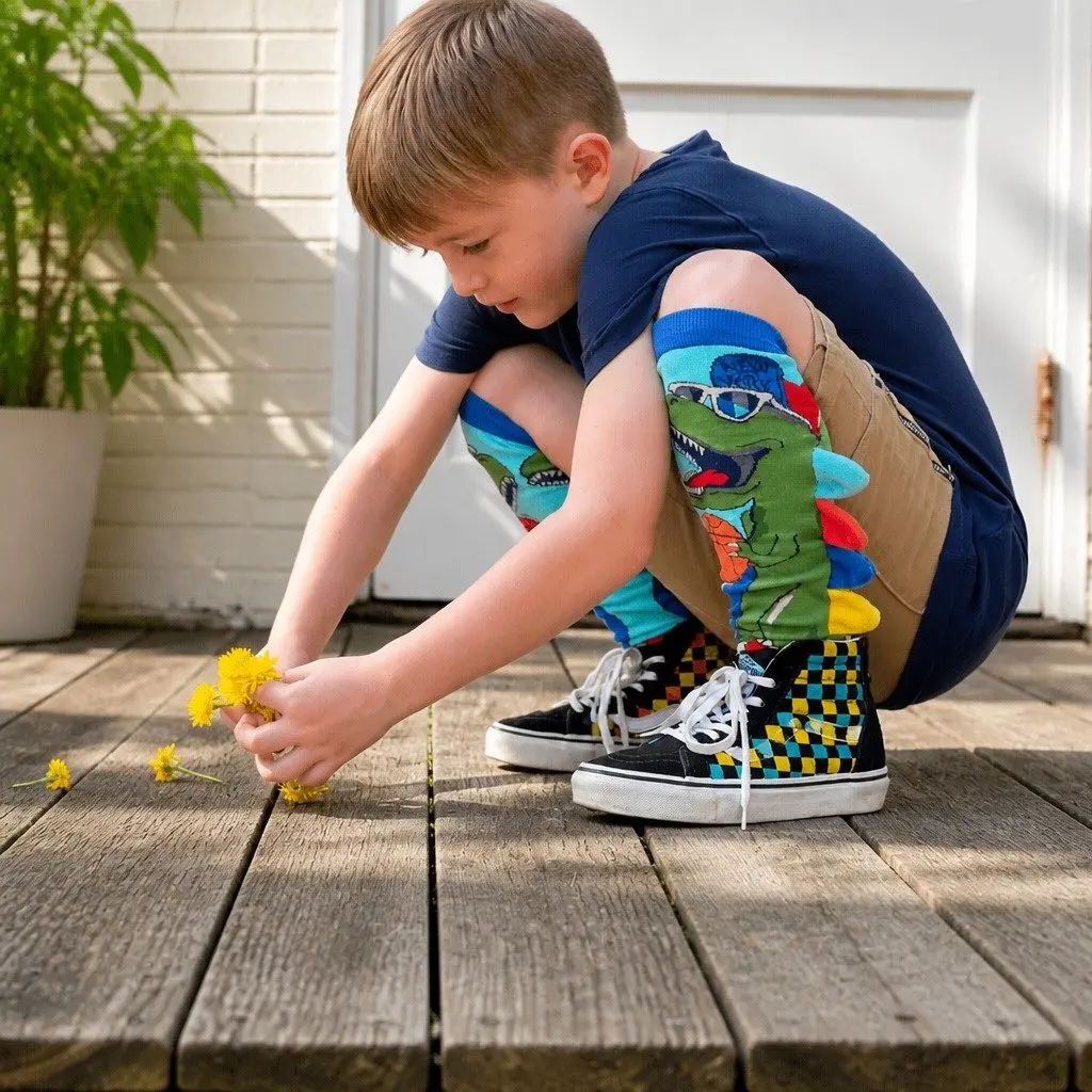 Dinosaur Socks with Plush Spikes for Kids and Adults Age 6-99 Fun Novelty