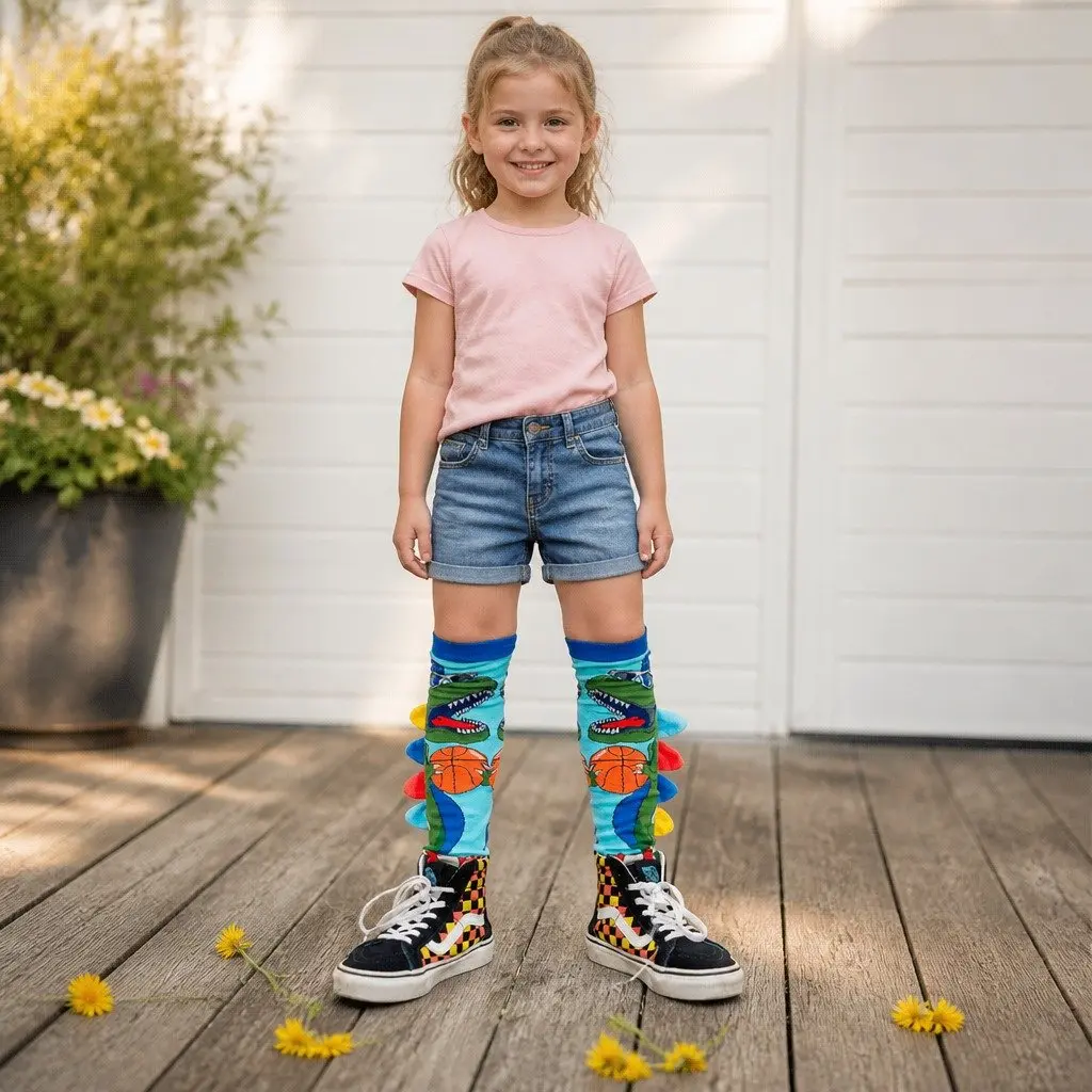 Dinosaur Socks with Plush Spikes for Kids and Adults Age 6-99 Fun Novelty