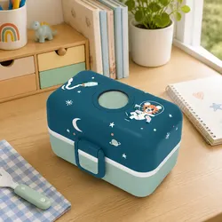 Kids Bento Lunch Box with Compartments Handle Airtight Food Storage Container