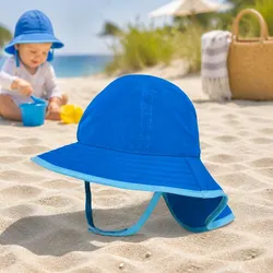 Infant Sun Sprout Hat UPF50+ Electric Blue Baby 6-12 Months Stroller Packable