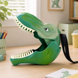 Dinosaur Storage Case Plastic Lunchbox Kids Carry Handle Jurassic Explorer