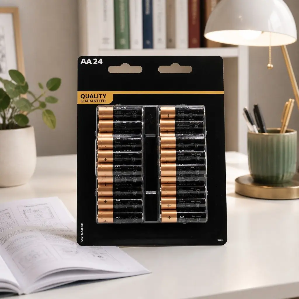 AA Alkaline Batteries 24 Pack Long Lasting Power Household Office Commercial