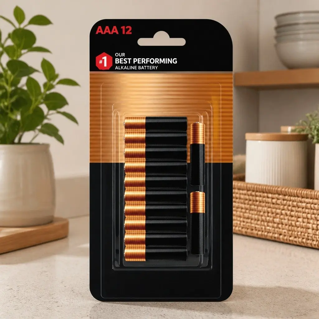Optimum AAA Batteries 12 Pack Alkaline 1.5V Long Lasting Household Battery