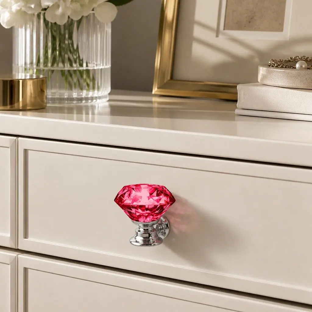 16 Pcs Red Crystal Diamond Knobs