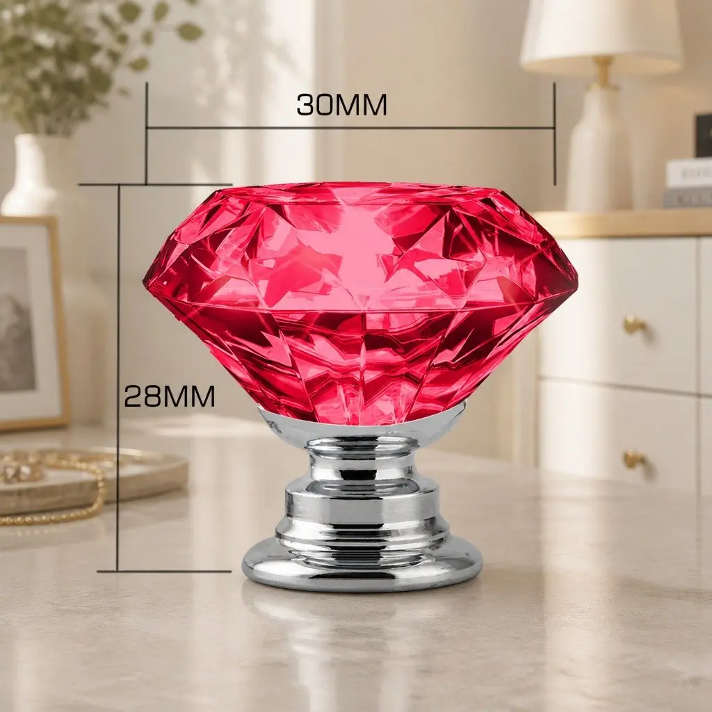 16 Pcs Red Crystal Diamond Knobs