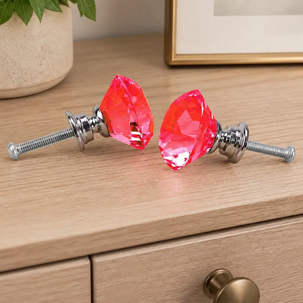 16 Pcs Red Crystal Diamond Knobs