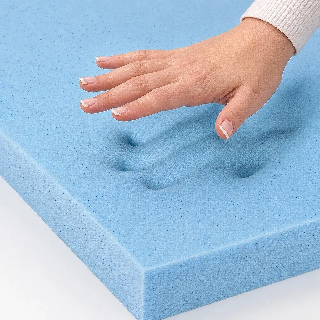 Memory Foam Mattress Topper Sleep Support 5cm King Single White and Blue