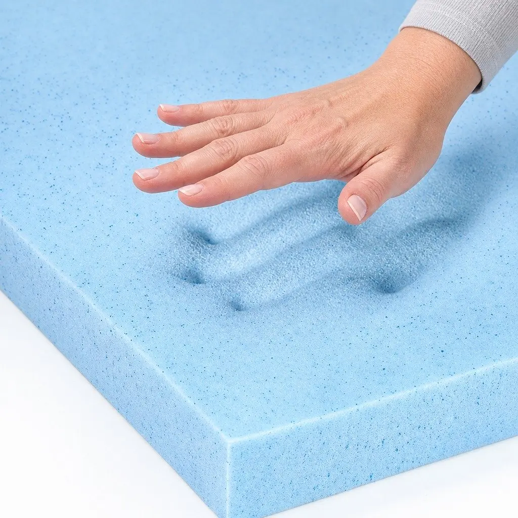 Memory Foam Mattress Topper Queen 5cm Cool Gel Infused Breathable White and Blue