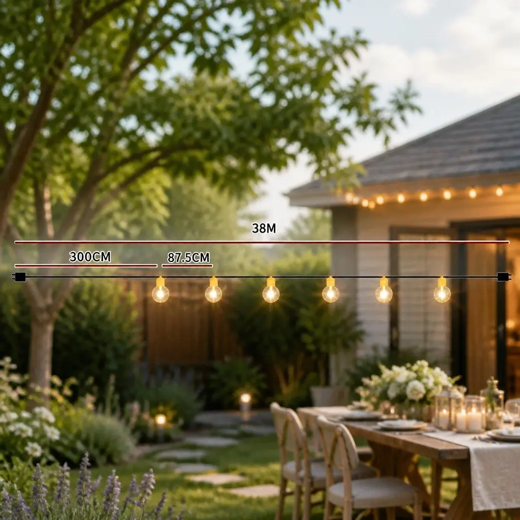Festoon String Lights 38M Wedding Party Outdoor Indoor Warm White Decoration Kit