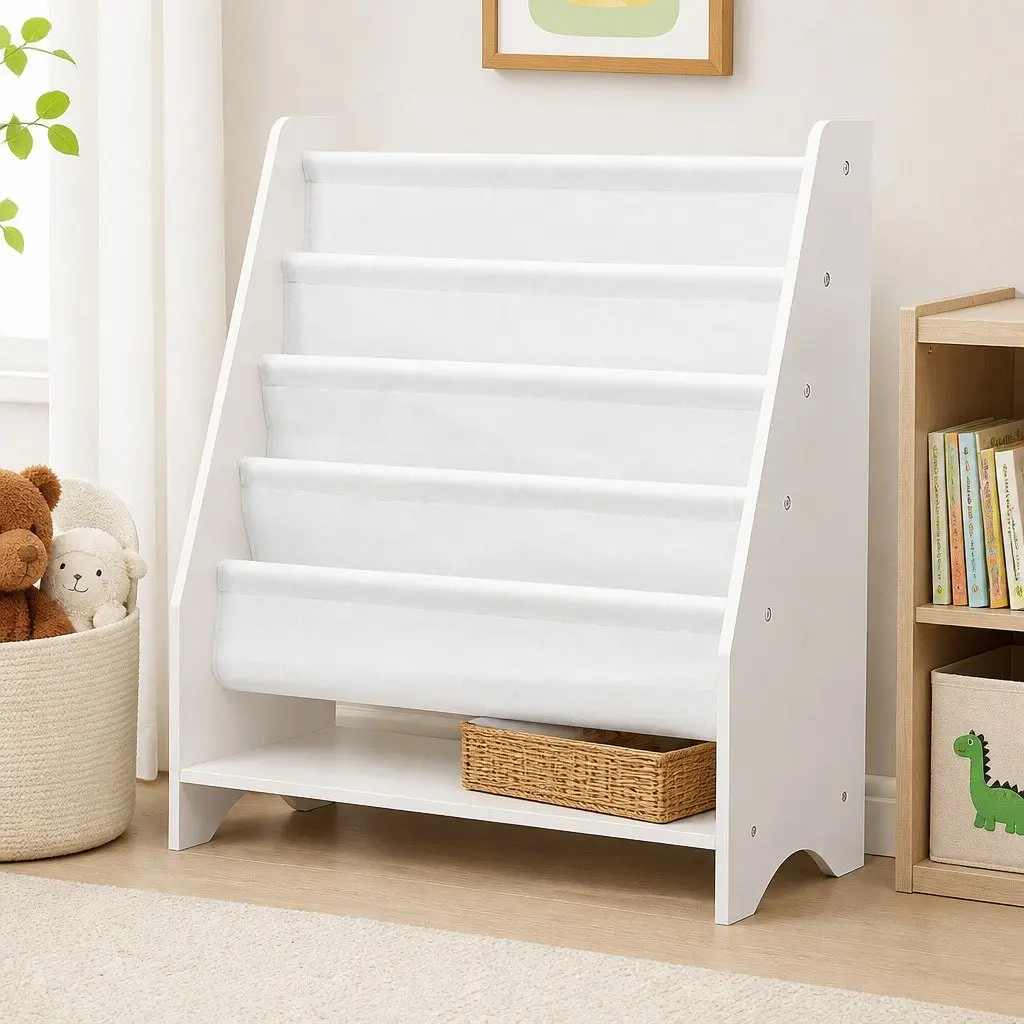 Kids Bookshelf 4-Tier Bookcase Storage Organiser Furniture Open Shelves Display