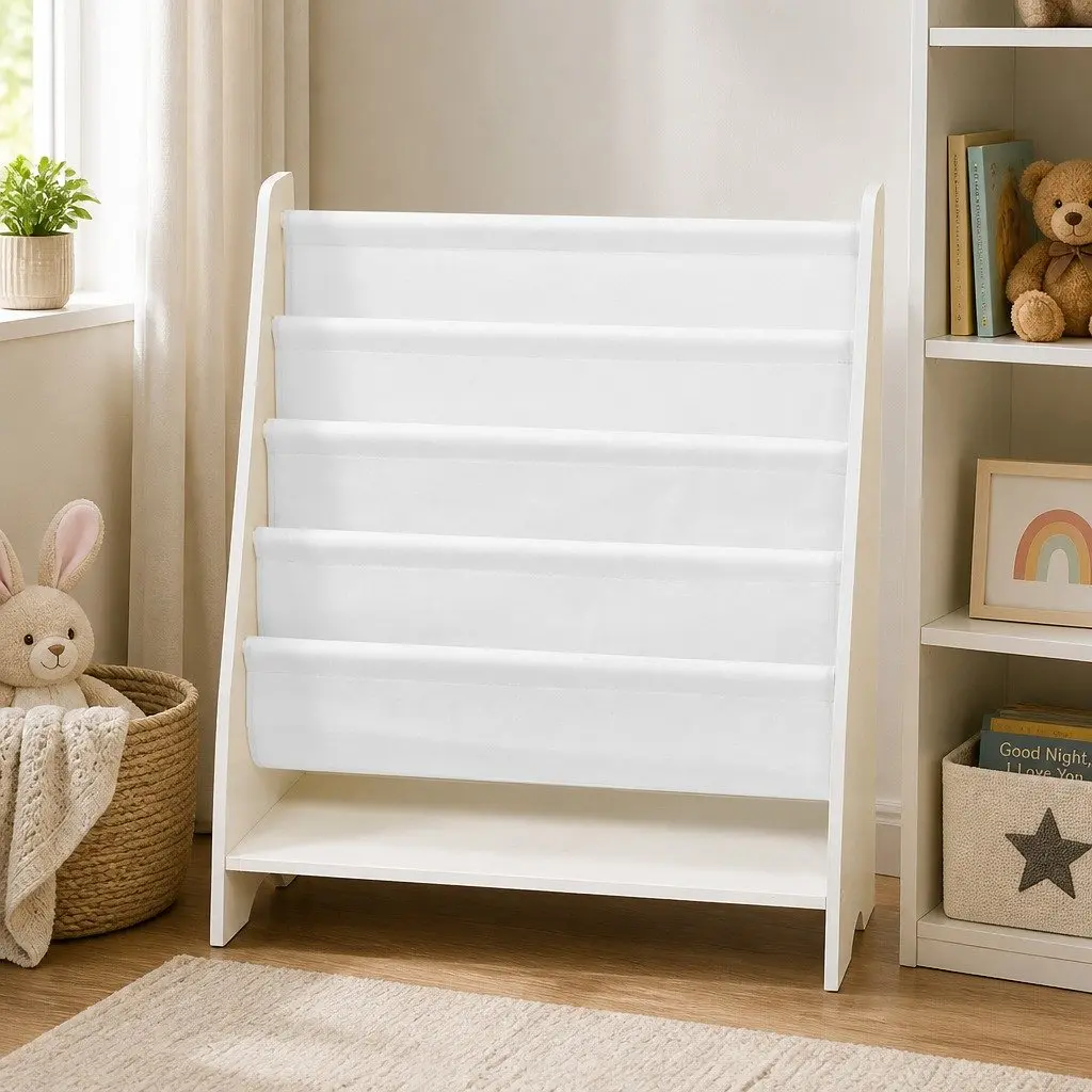 Kids Bookshelf 4-Tier Bookcase Storage Organiser Furniture Open Shelves Display