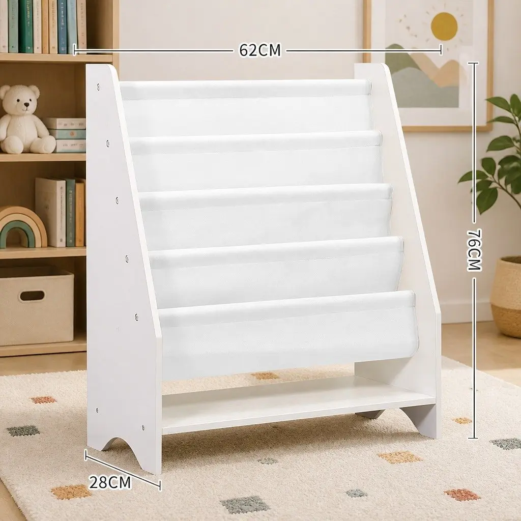 Kids Bookshelf 4-Tier Bookcase Storage Organiser Furniture Open Shelves Display
