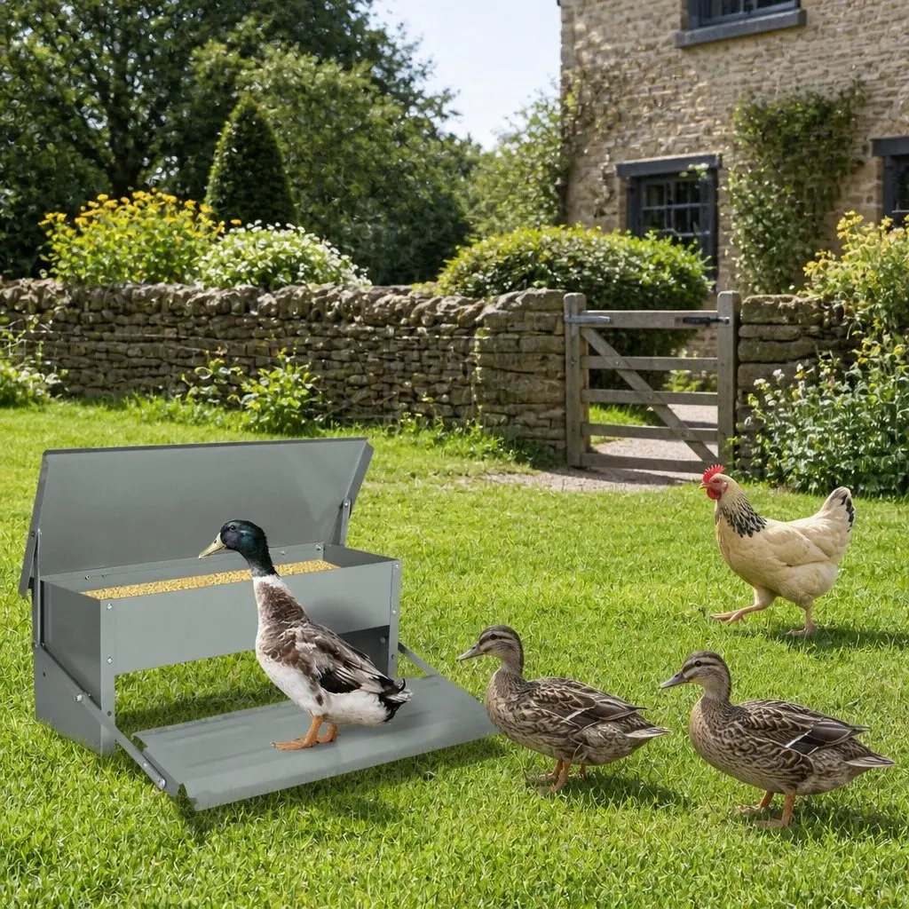 Automatic Chicken Feeder Timed Feed Dispenser 5kg Silver