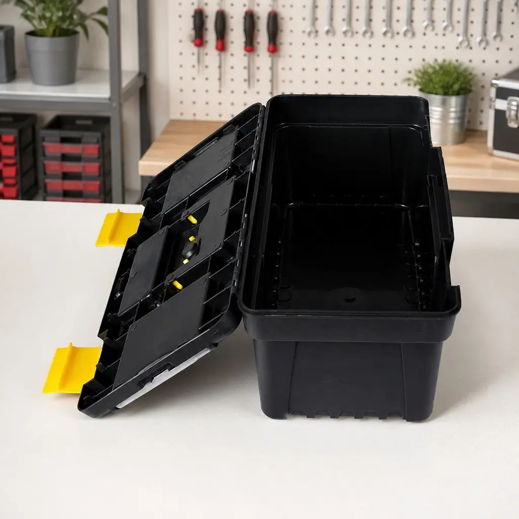 Toolbox Set Storage Heavy Duty Portable 3 Piece Organizer Black Yellow